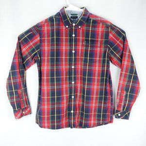 Tommy Hilfiger Men's Long Sleeve Red Multicolor Plaid Shirt